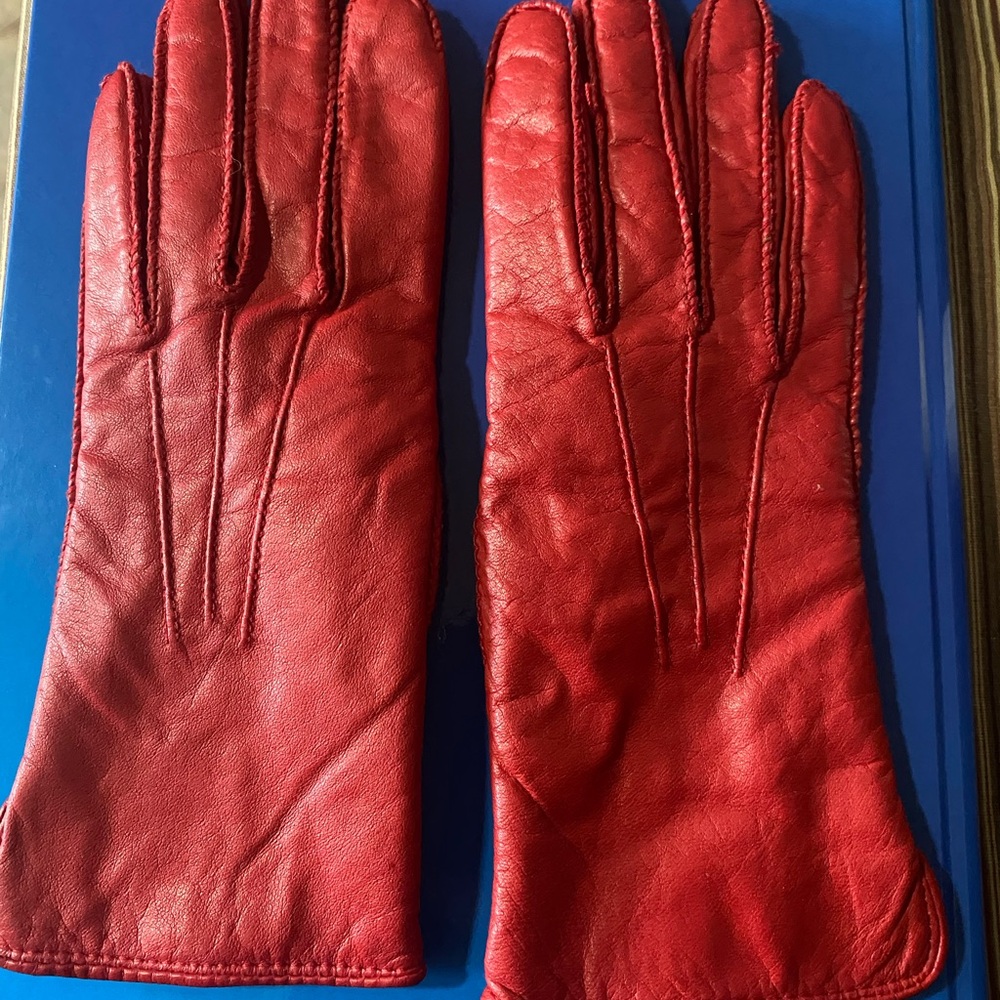 Kenneth Cole Red Leather Gloves